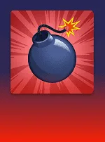 Arte do jogo Mines, com uma bomba de pavio aceso sobre fundo vermelho.