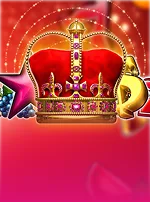 Arte do jogo Shining Crown, com uma coroa dourada sobre fundo vermelho.